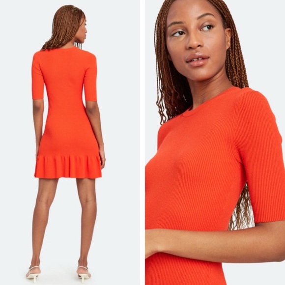 A.L.C Vance Dress Women’s Size XL Mini Ribbed Knit Tangerine Orange - Picture 4 of 11